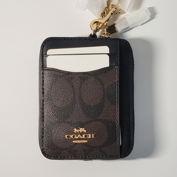 ❤COACH  | Card Case with Chain Strap in Signature Canvas - Picture 10 of 13